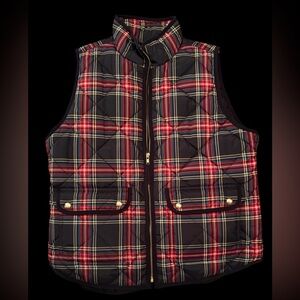 J. Crew Women’s Red and Black Plaid Vest
